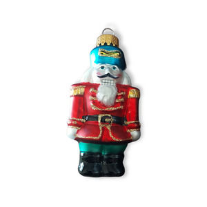 Vintage 4 Inch Tall Glass Nutcracker Christmas Ornament